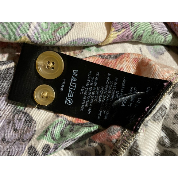 Anthropologie Women Pilcro Button Shirt Multicolor Leopard Floral Long Sleeve M - Picture 9 of 11